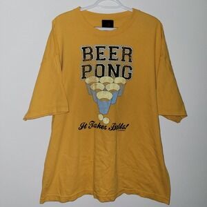 Rare Zion Rootswear 2008 Beer Pong Short Sleeve T-Shirt Men's Size 2XL Yellow